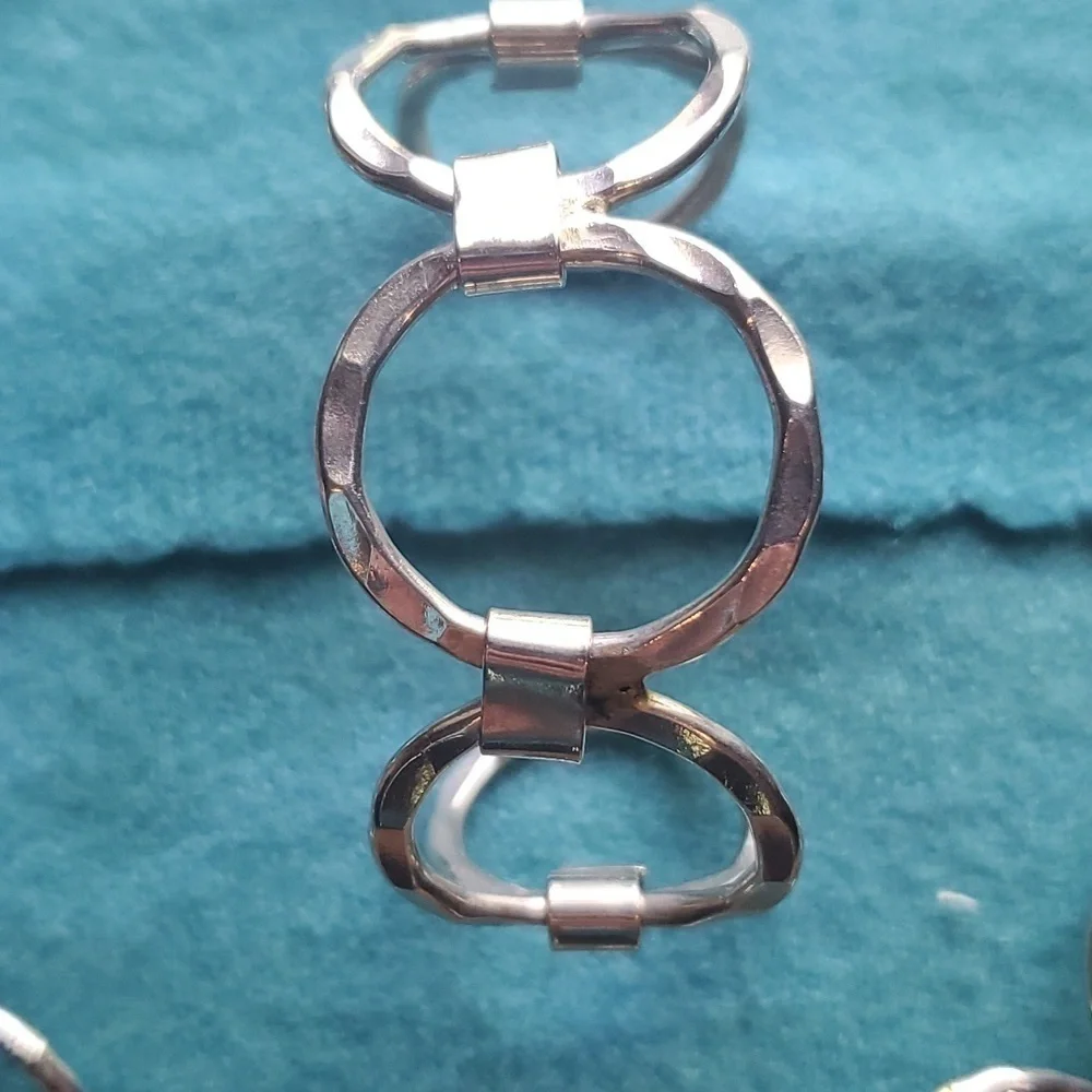 Handmade Hammered Silver chocker, bracelet and ring set 3 pc - Picture 3 of 9